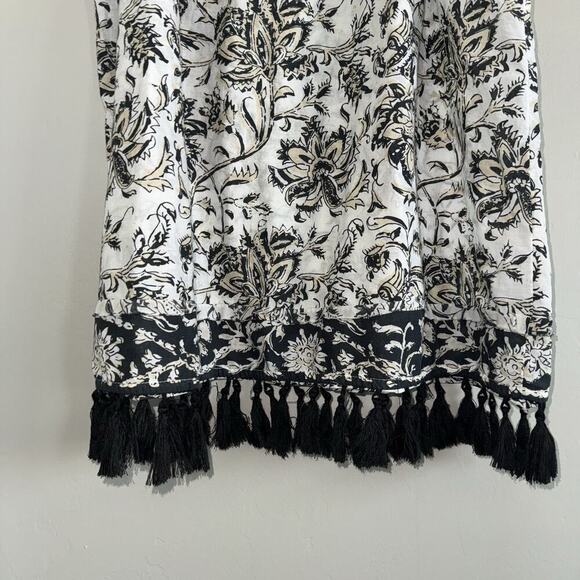 Sundance Catalog Isola Bella Tank Top Woman’s Size L White Black Fringe Tassel - Picture 9 of 9